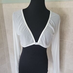 Reversible White Sheer Long Sleeve Camisole